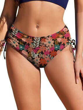 Ekouaer Bikini Bottoms for Women Mid Waist Swim Bottom Full Coverage Swim BOHO